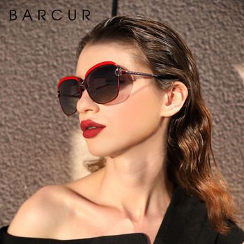 BARCUR polarisierte Damen-Sonnenbrille - Frauen Sonnenbrille mit Verlaufslinse - Rundes und quadratisches Luxusmarken-Design - Oculos Lunette De Soleil Femme 