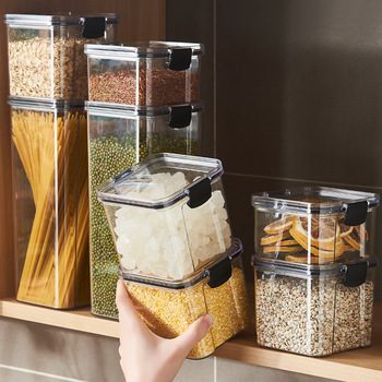 Versiegelte Kunststoff-Lebensmittelaufbewahrungsbox für Müsli, Süßigkeiten, Trockenwaren mit Deckel; 

Kühlschrank-Aufbewahrungsbehälter, Haushaltsartikel, Küchenorganizer.