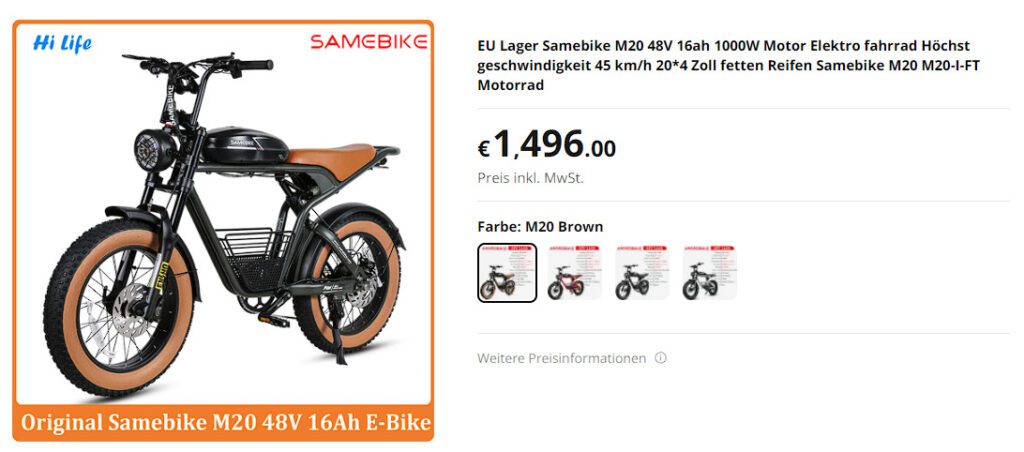 EU Lager Samebike M20 48V 16ah 1000W Motor Elektro fahrrad Höchst geschwindigkeit 45 km/h 20*4 Zoll fetten Reifen Samebike M20 M20-I-FT Motorrad