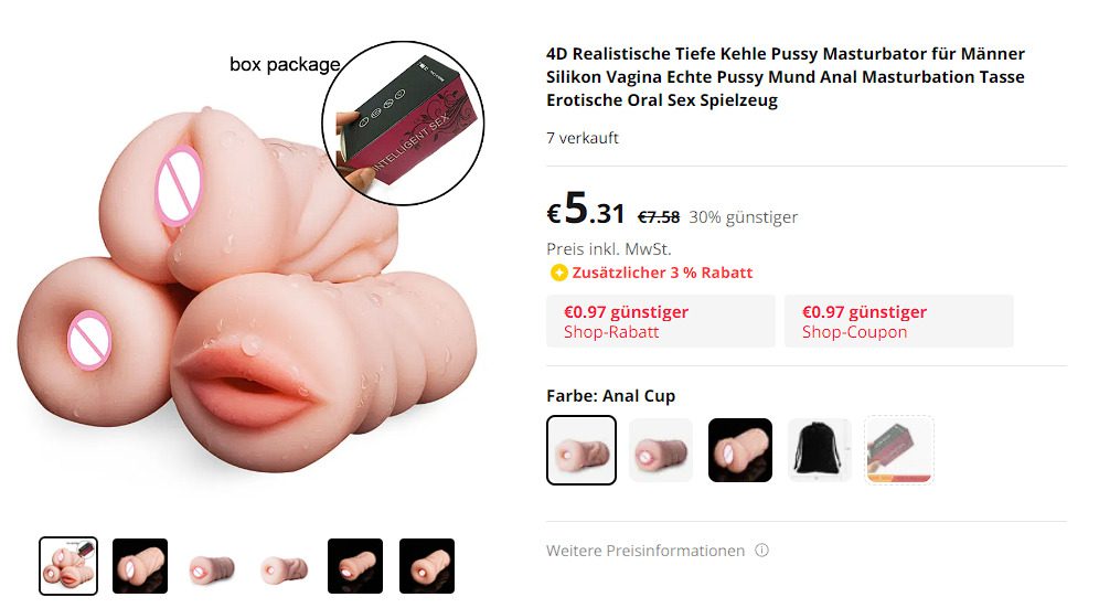 Realistische Pussy Vagina oder Mund Sexspielzeug für Männer