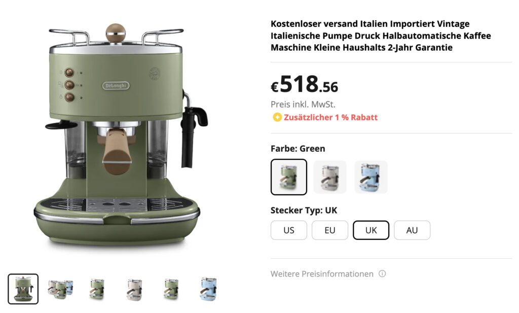 Kostenloser versand Italien Importiert Vintage Italienische Pumpe Druck Halbautomatische Kaffee Maschine Kleine Haushalts 2-Jahr Garantie
